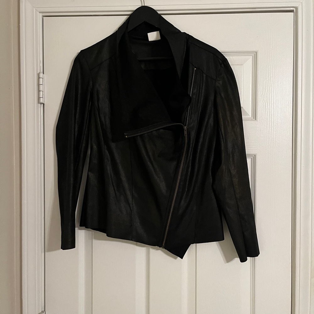 Mote Anthropologie Women’s Black Faux Leather Jacket. Medium. Full Zip.